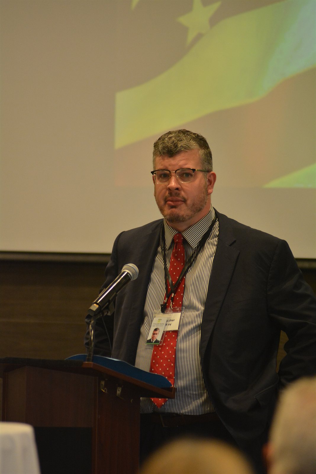 Judge Christopher A. Buckley speaking at a Porter County event